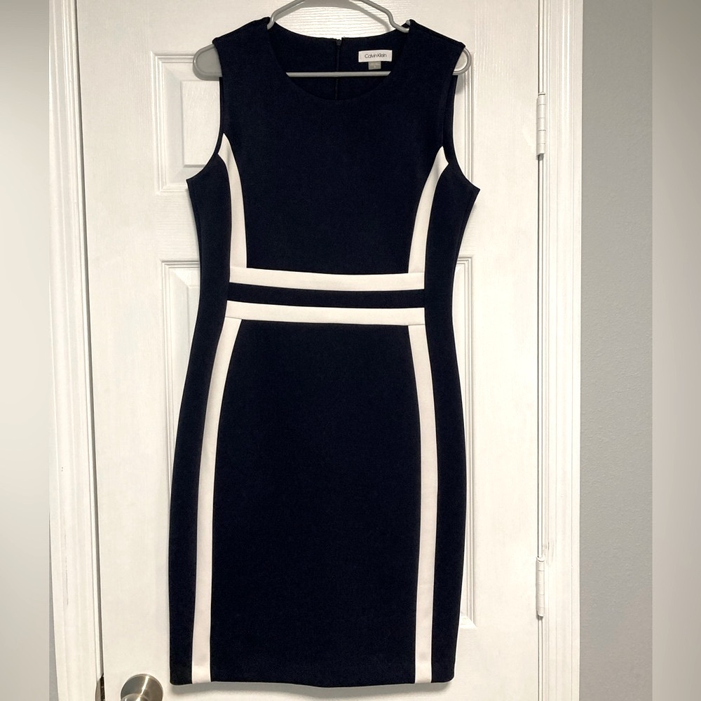 Calvin Klein Navy and White Dress Size 12
